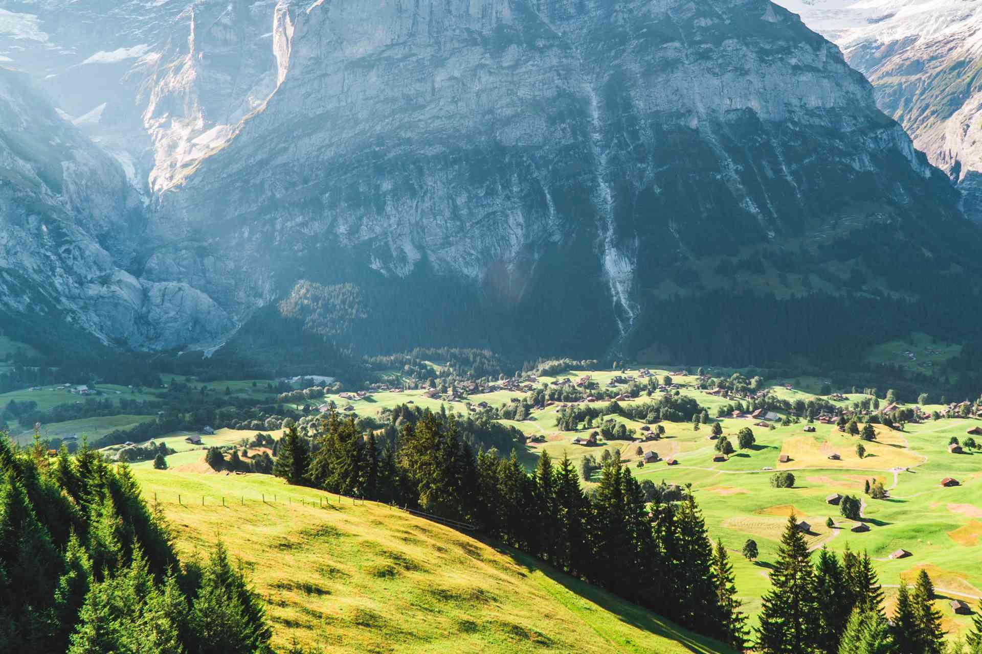 A charming mountain village in the Swiss Alps